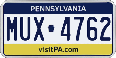 PA license plate MUX4762