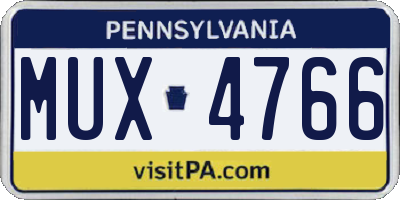 PA license plate MUX4766