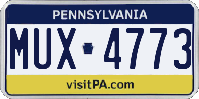 PA license plate MUX4773