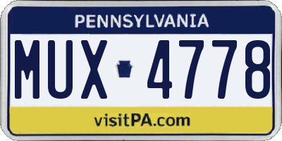 PA license plate MUX4778