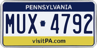 PA license plate MUX4792