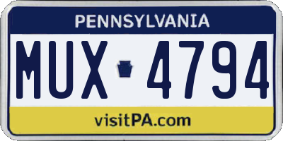 PA license plate MUX4794
