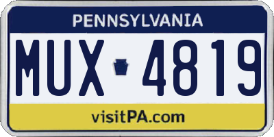 PA license plate MUX4819