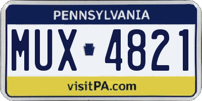 PA license plate MUX4821