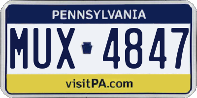 PA license plate MUX4847