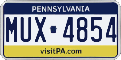 PA license plate MUX4854