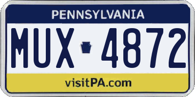 PA license plate MUX4872