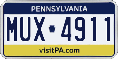 PA license plate MUX4911