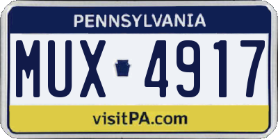 PA license plate MUX4917
