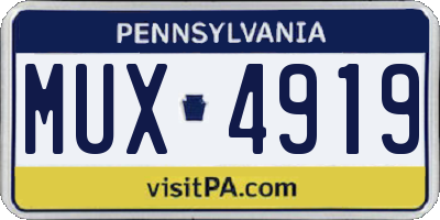 PA license plate MUX4919