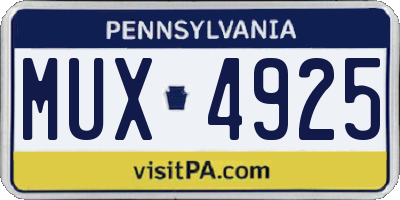 PA license plate MUX4925