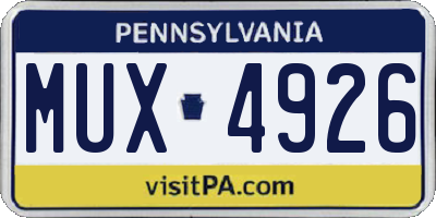 PA license plate MUX4926