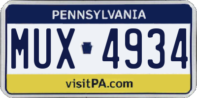 PA license plate MUX4934