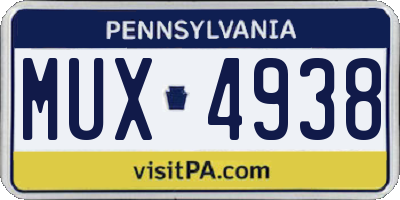 PA license plate MUX4938