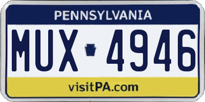 PA license plate MUX4946
