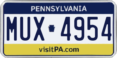 PA license plate MUX4954