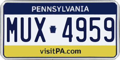 PA license plate MUX4959