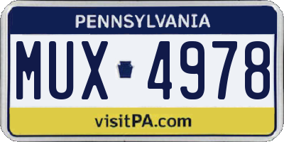 PA license plate MUX4978