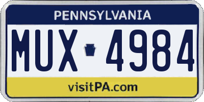 PA license plate MUX4984