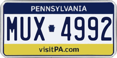 PA license plate MUX4992
