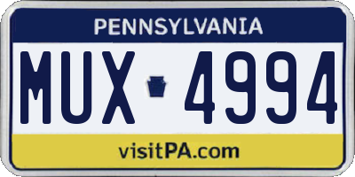 PA license plate MUX4994