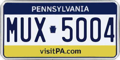 PA license plate MUX5004