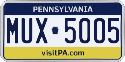 PA license plate MUX5005