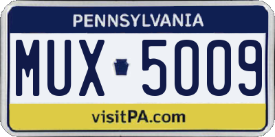 PA license plate MUX5009