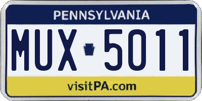 PA license plate MUX5011