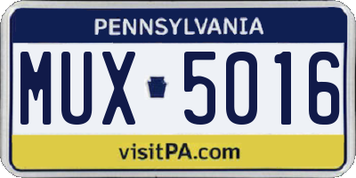 PA license plate MUX5016