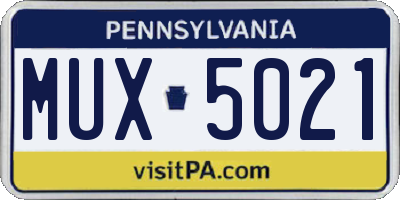 PA license plate MUX5021