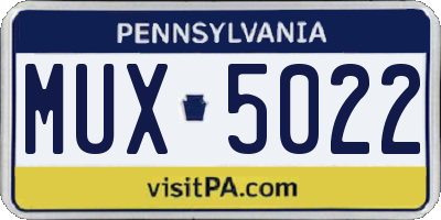 PA license plate MUX5022