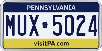 PA license plate MUX5024
