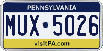PA license plate MUX5026