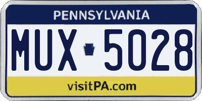 PA license plate MUX5028