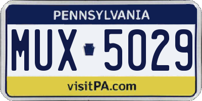 PA license plate MUX5029