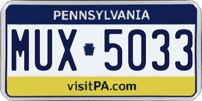 PA license plate MUX5033