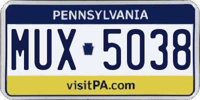 PA license plate MUX5038