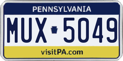 PA license plate MUX5049