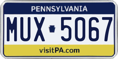 PA license plate MUX5067