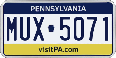 PA license plate MUX5071