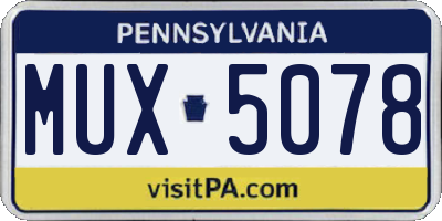PA license plate MUX5078