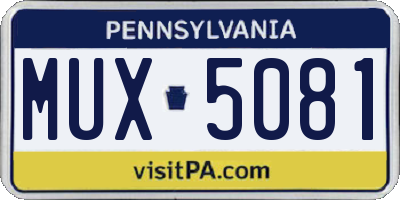 PA license plate MUX5081