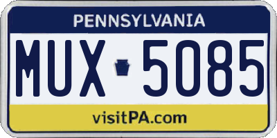 PA license plate MUX5085