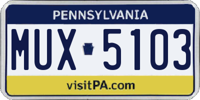 PA license plate MUX5103