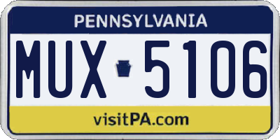 PA license plate MUX5106