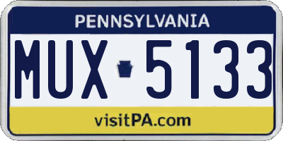 PA license plate MUX5133