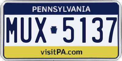 PA license plate MUX5137