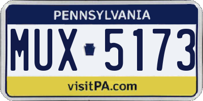 PA license plate MUX5173