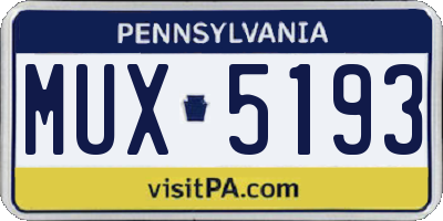 PA license plate MUX5193